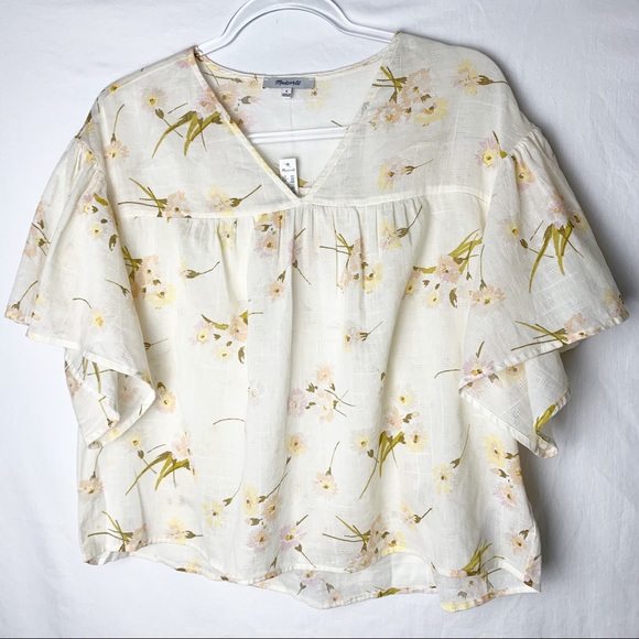 Madewell Tops Madewell Flutter Sleeve Rhyme Top In Floral Print Nwt Poshmark